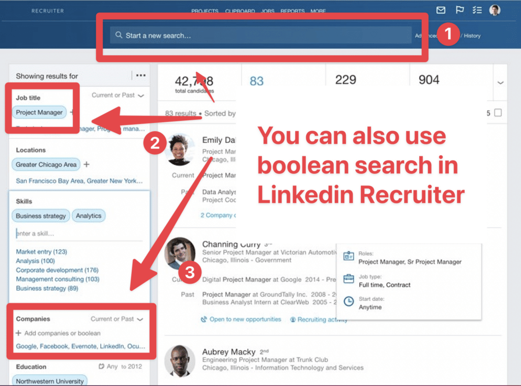 ricerca booleana di linkedin recruiter