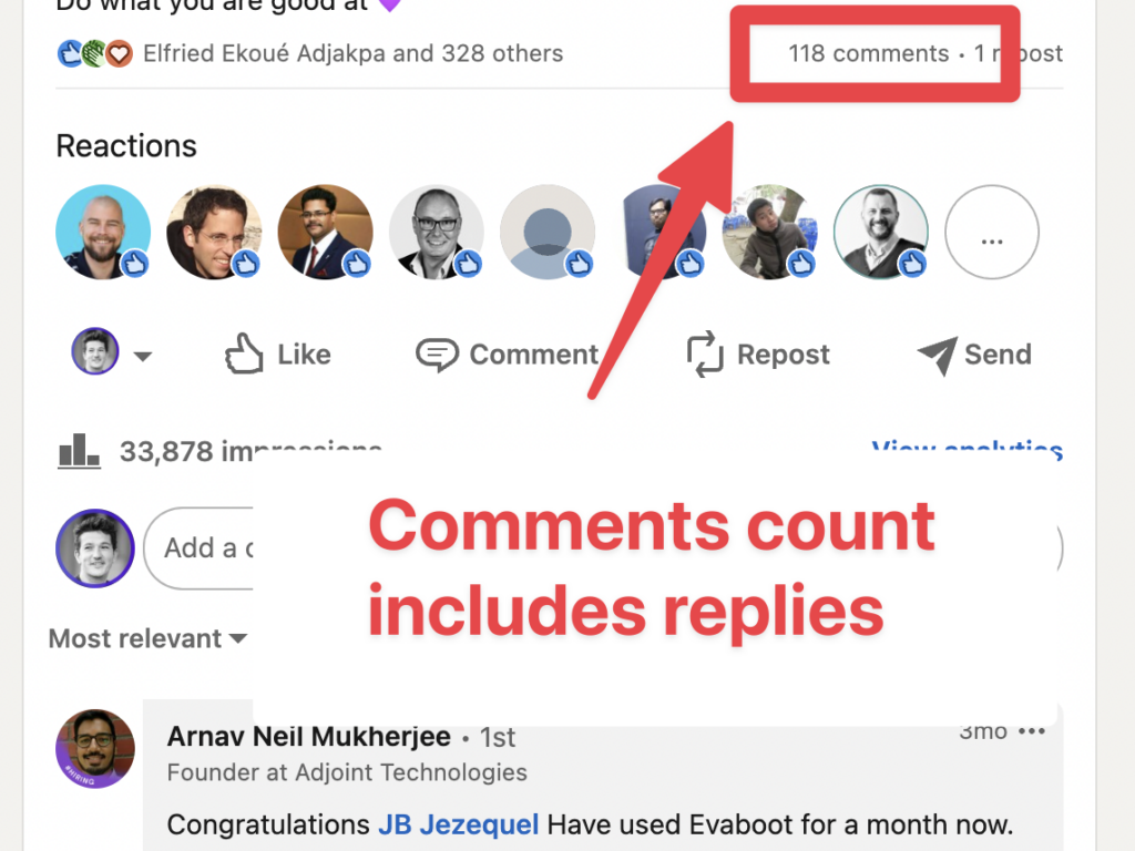 répondre commentaire poste linkedin