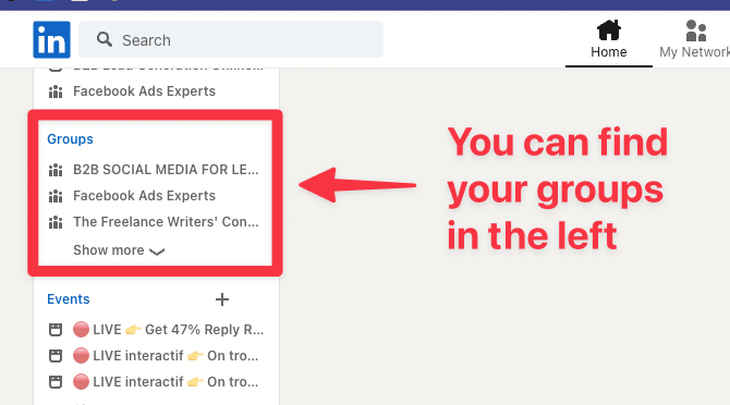 onde estão os meus grupos do linkedin