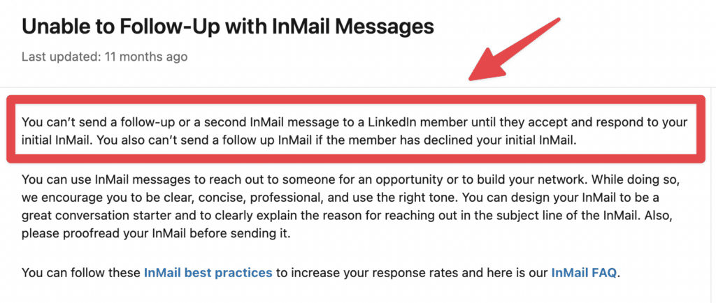 follow up dos inmails do linkedin