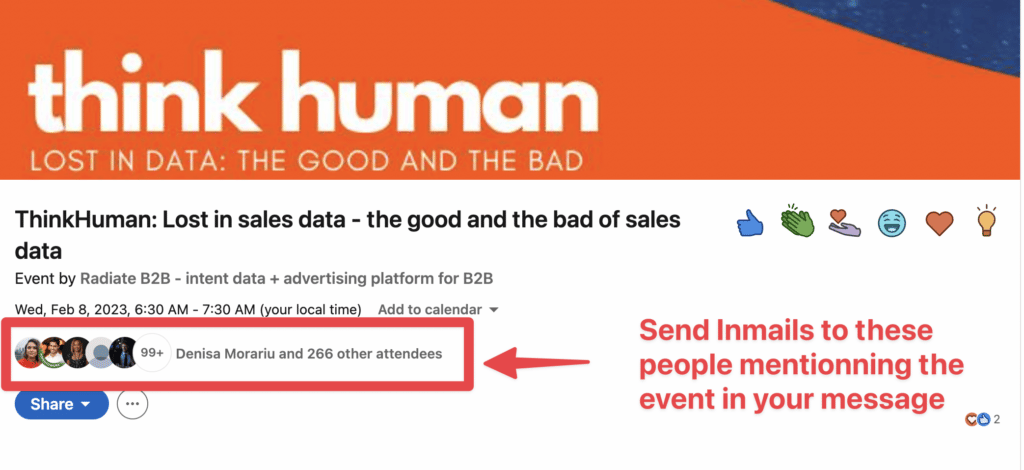 linkedin inmails eventos
