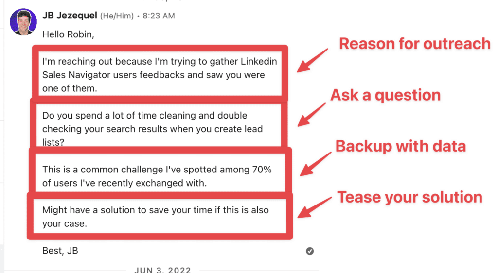 linkedin prospecting message template