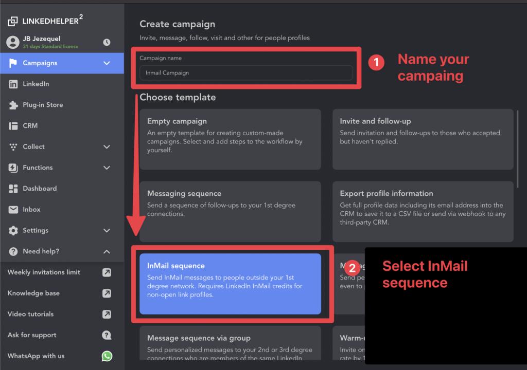 create inmail campaign