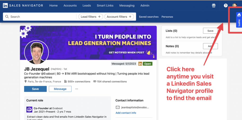 найти электронную почту linkedin sales navigator профиль