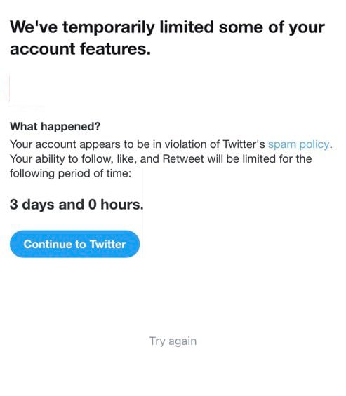 twitter restricted message