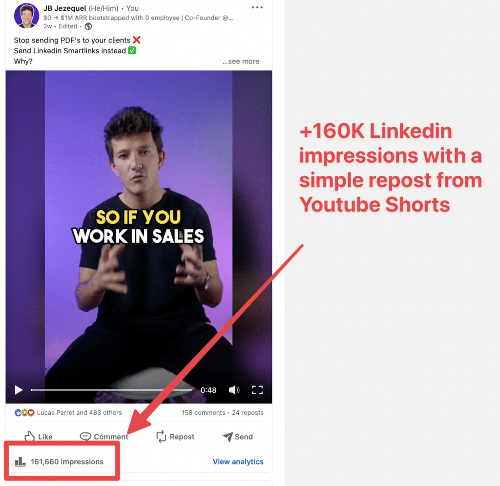 repost short video content to linkedin