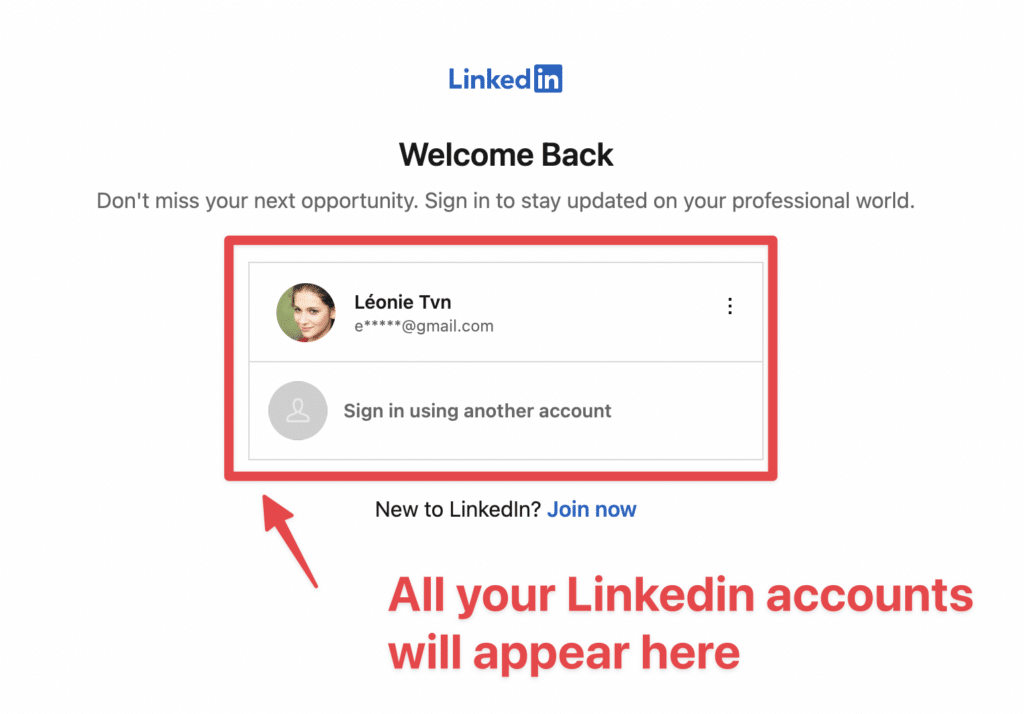 switch between linkedin account