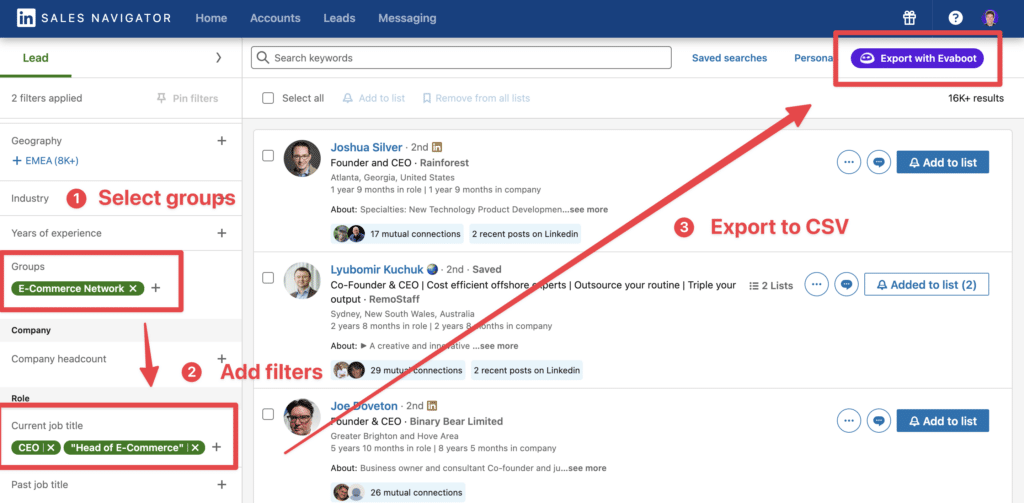 find e commerce clients in linkedin groups