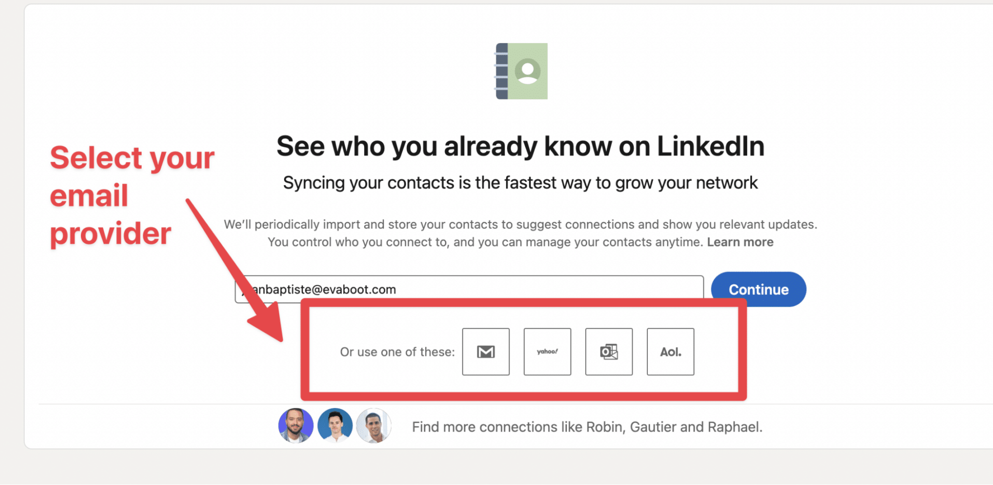 connect linkedin with email provider