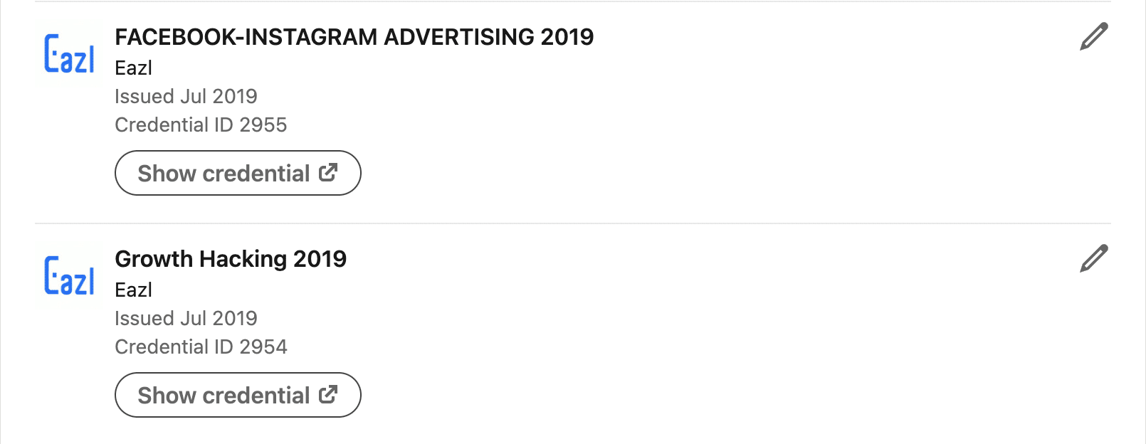 show credentials linkedin