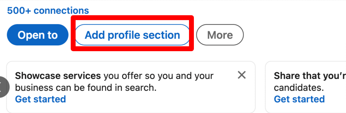 add profile section on linkedin