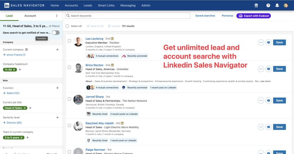 unlimited advanced search linkedin sales navigator