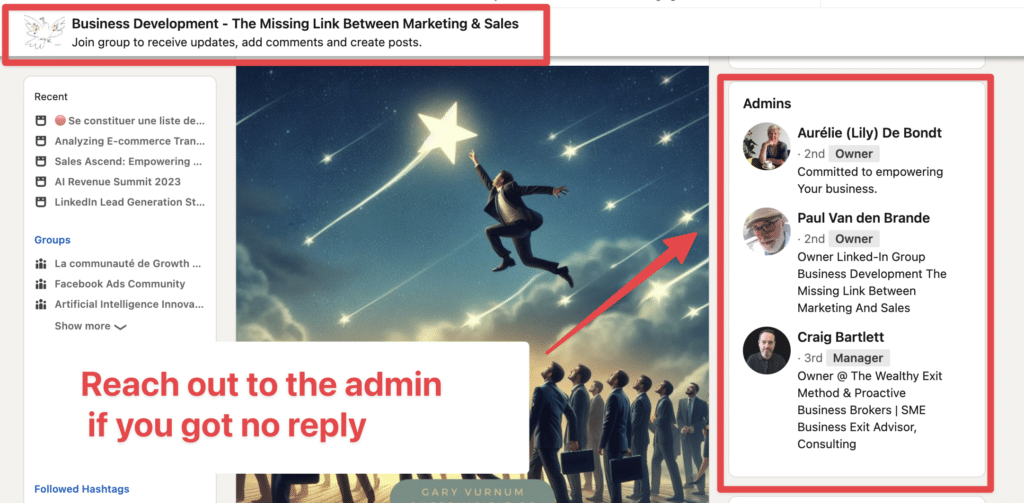 contact linkedin group admins