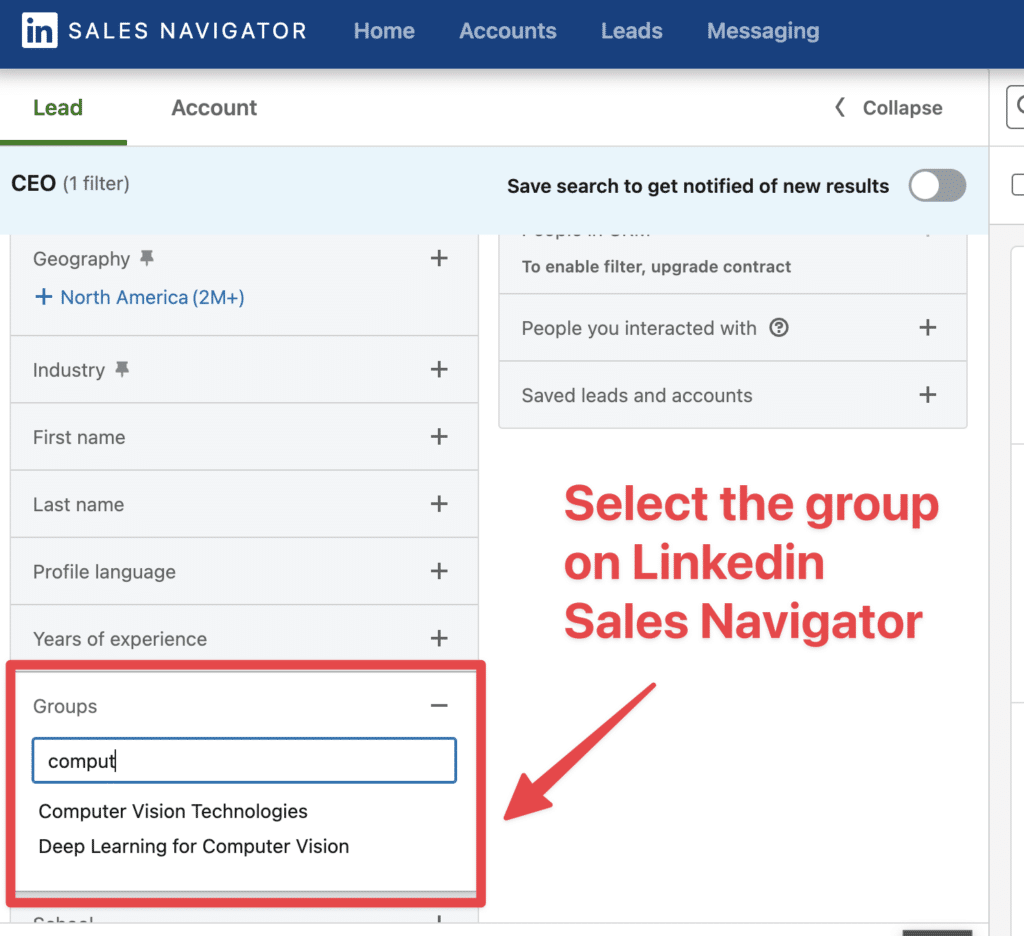 select group linkedin sales navigator