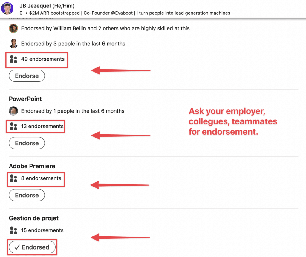 endorsements on linkedin