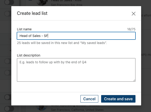 create lead list