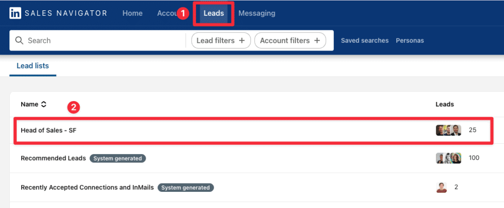 saved lead list