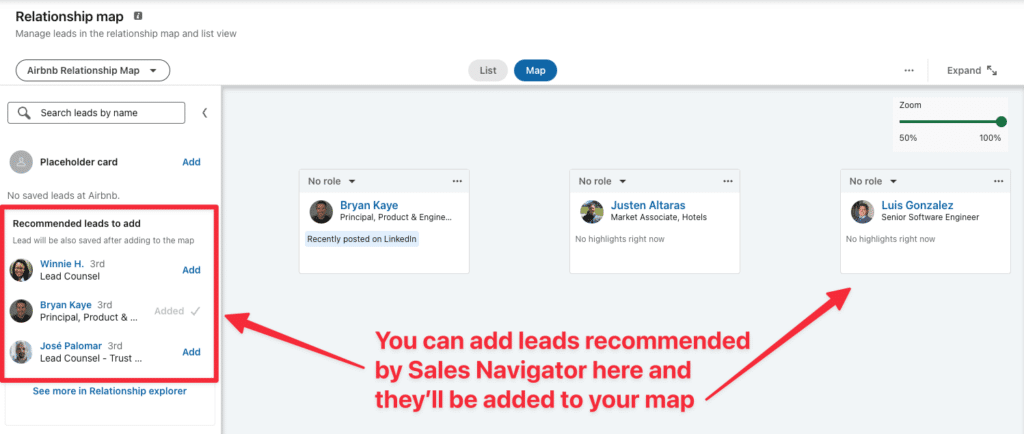 add leads in relationship map sales navigator