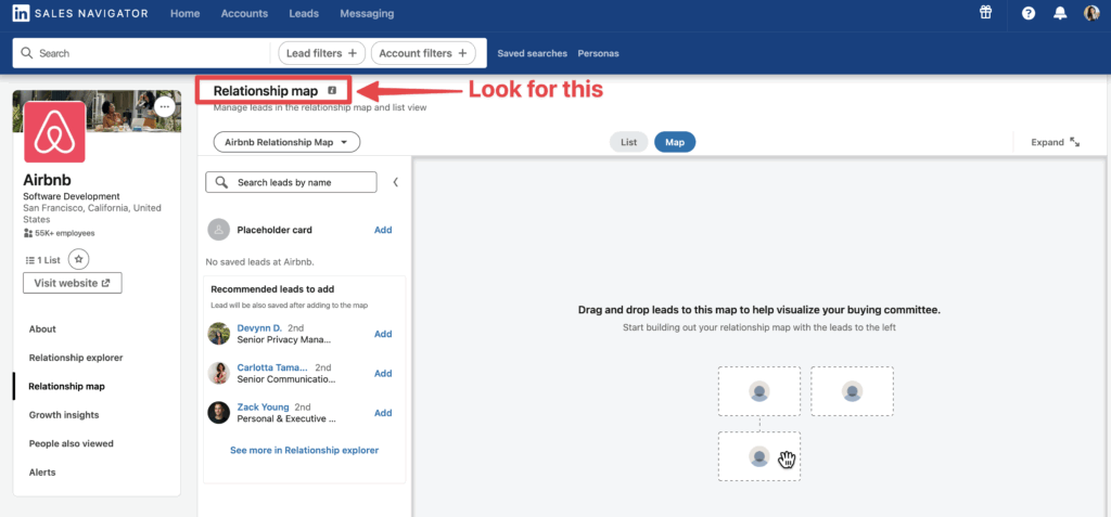 relationship map sales navigator