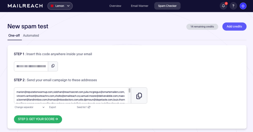 mailreach spam test
