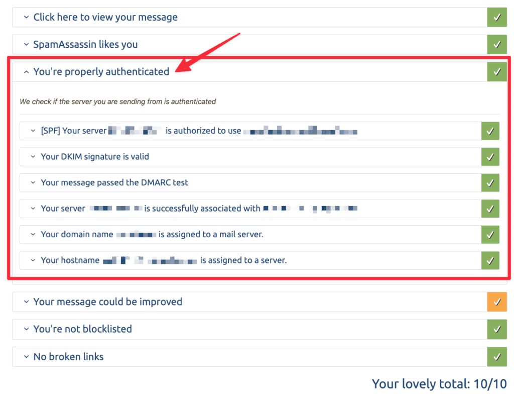 mail-tester spf dkim and dmarc test