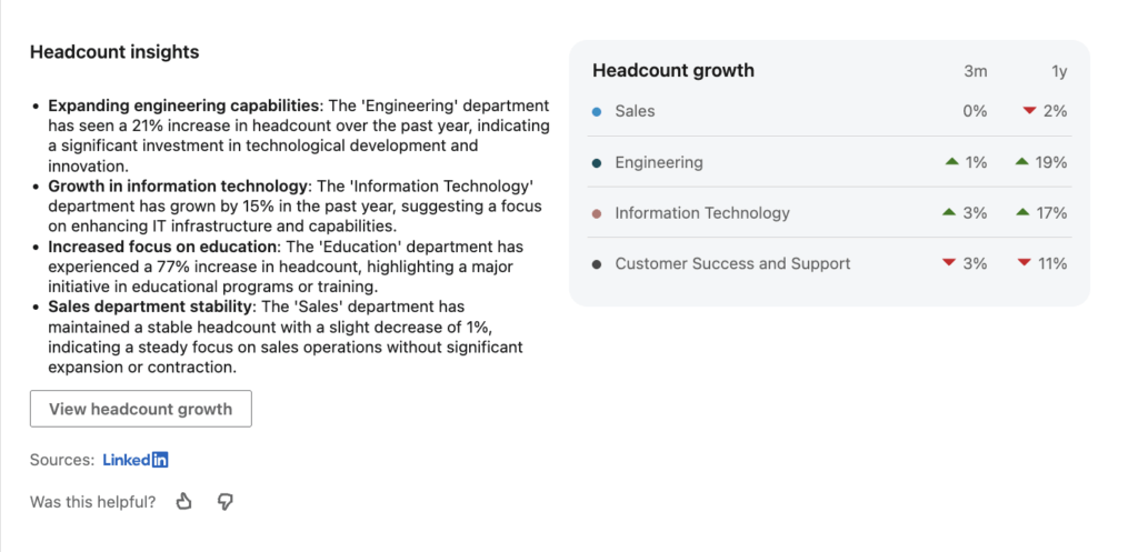 linkedin account iq headcount insight