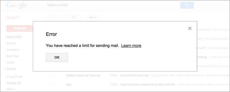 rate limit exceeded bounced email