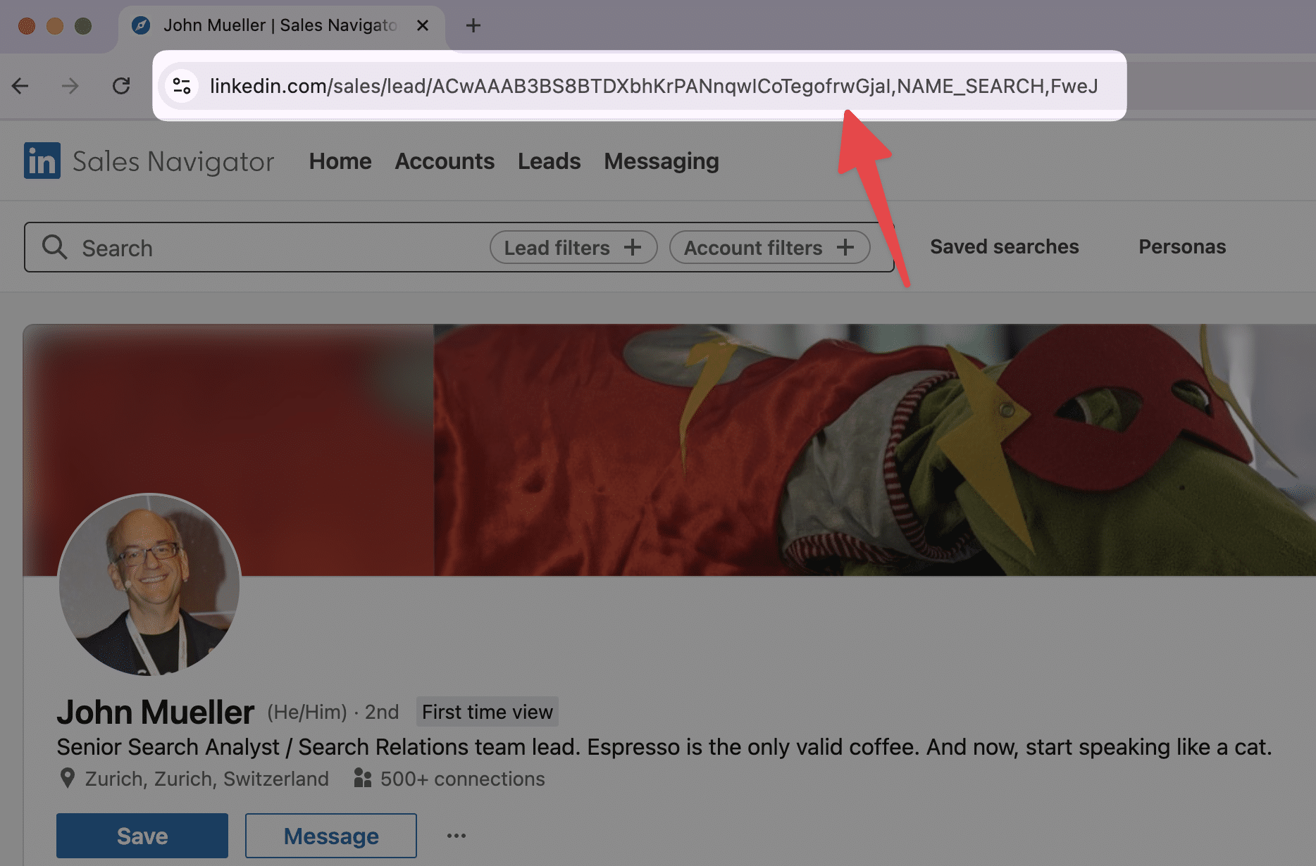 sales navigator url converter