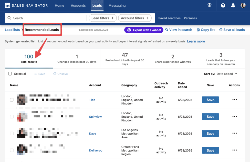 lead recommendations in sales navigator