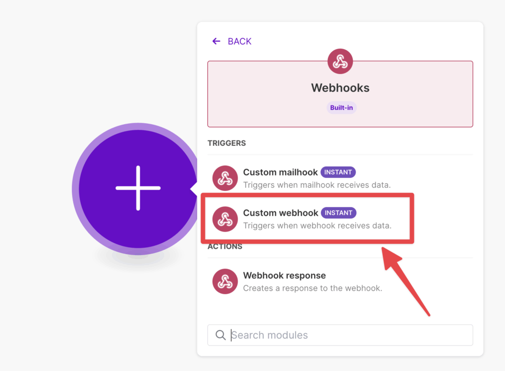 LinkedIn Sales Navigator + Make Integration: How to Set It Up 5 make custom webhook