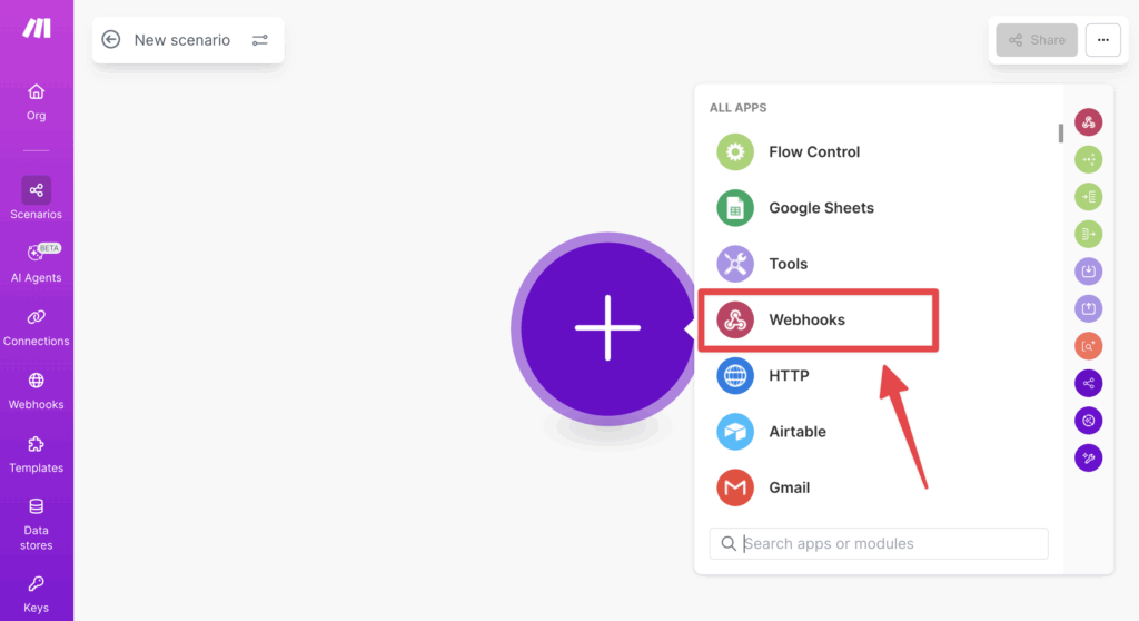 LinkedIn Sales Navigator + Make Integration: How to Set It Up 4 make webhook trigger